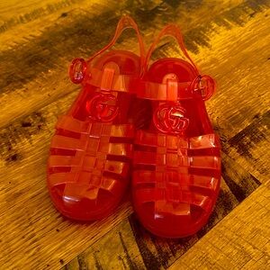 GUCCI Authentic Jelly Flat Sandals Rubber Pink Size 39